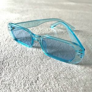 Clear Blue Oval Sunglasses